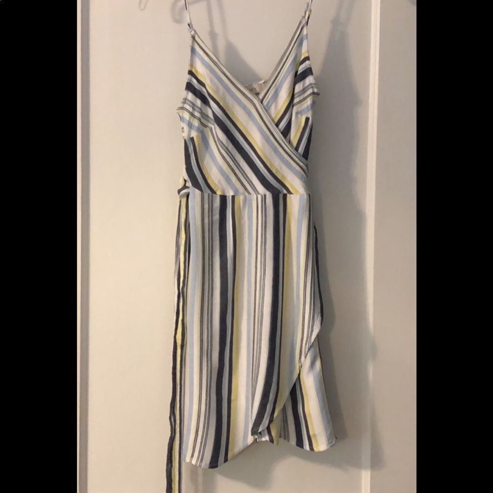 Loft wrap around striped dress